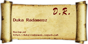 Duka Radamesz névjegykártya